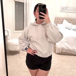 ABERCROMBIE Beige Cropped Cozy Hoodie